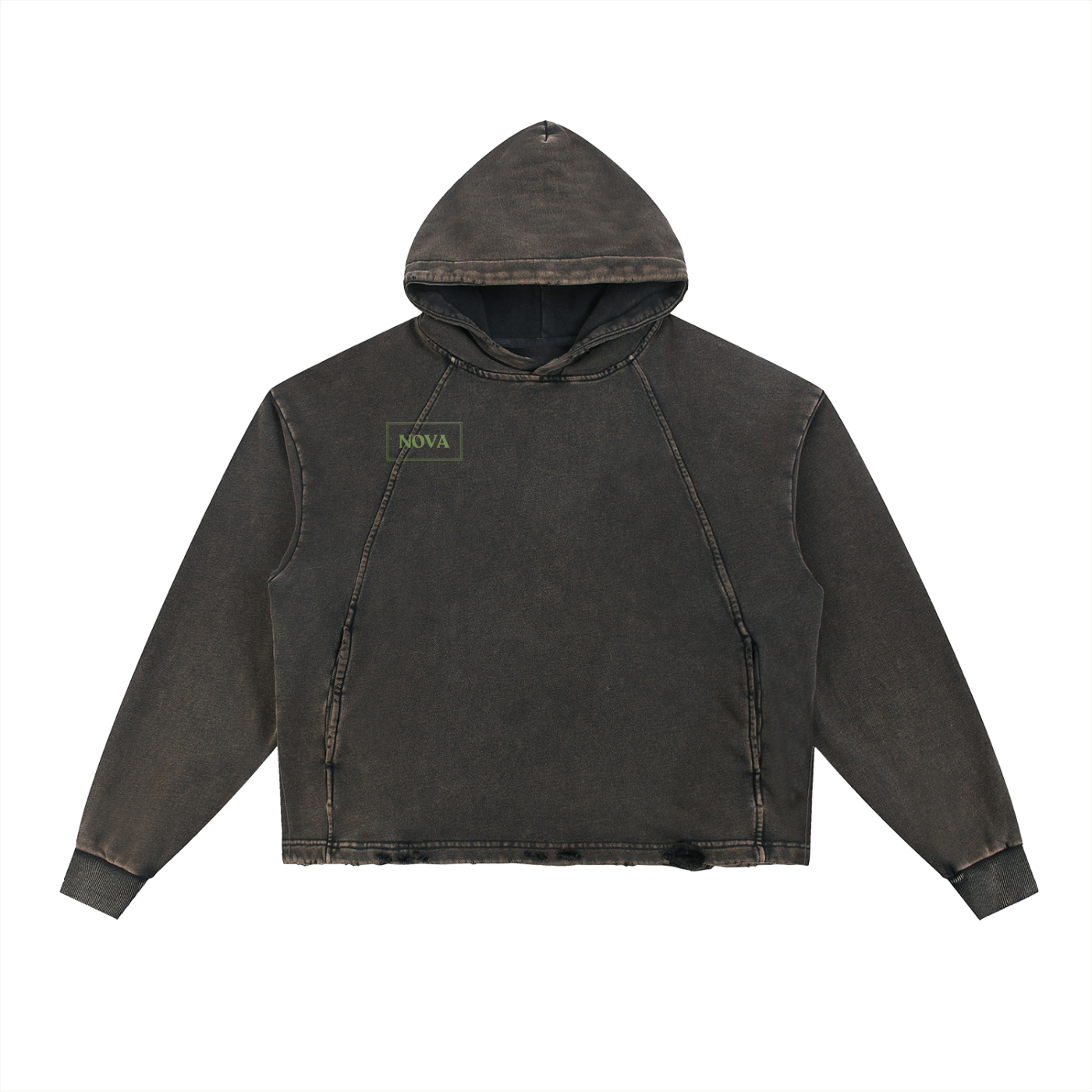Vintage Washed Frayed-Hem Hoodie